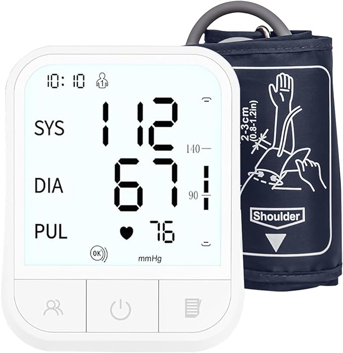 Arm Blood Pressure Monitor, Blood Pressure Monitors for Home use, Upper Arm Blood Pressure Machine with 2x199 Records, 4.3 inch Backlit Large Screen Adjustable Large Cuff 8 to 17 inches