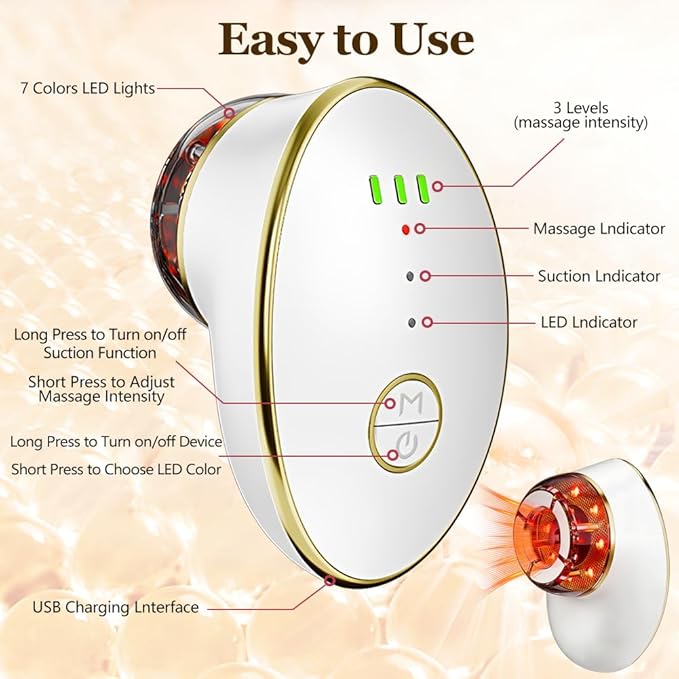 Facial Cupping Set for Face, 3 in 1 Microcurrent Facial Device, 7 Color LED Lymphatic Drainage Massager for Face Skin Tightening & Depuffing, Double Chin Reducer