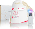 Red Light Therapy Mask for Face, LED Facial Mask, Skin Care Light with Near Infrared 850nm & Adjustable Blue Light, Portable Home Device with 7 Colors & 8 Modes, 432 Beads Pro LEDs (White-F)