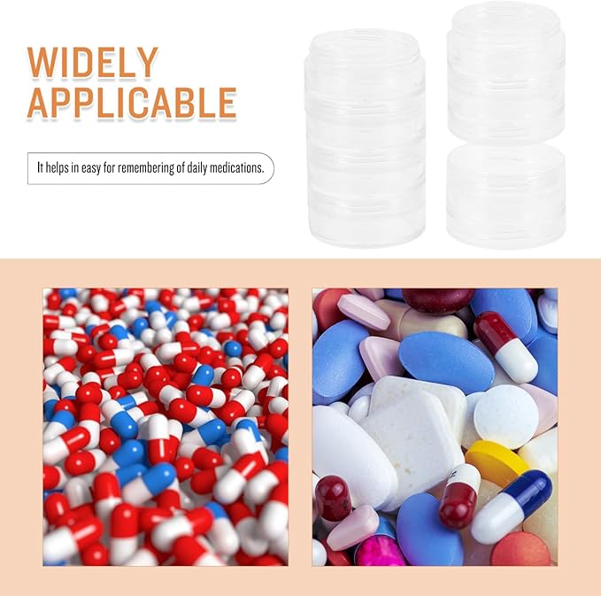2-Pack 7 Day Pill Organizer Large Travel Medicine Storage Box with 3 Compartments Weekly Stackable Vitamin Case