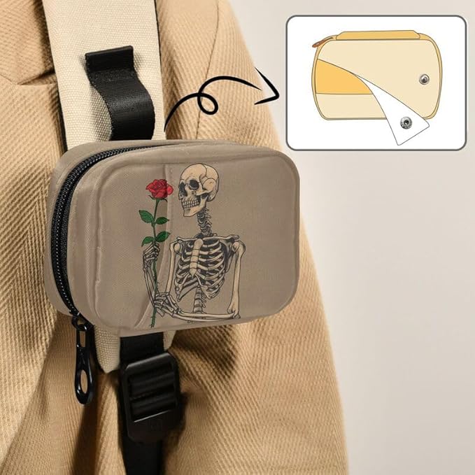 Skull Rose Pill Box 7 Day Pill Case Travel Pill Organizer Bag with Zipper Portable Weekly Vitamin Medicine Supplement Holder Pouch Bag