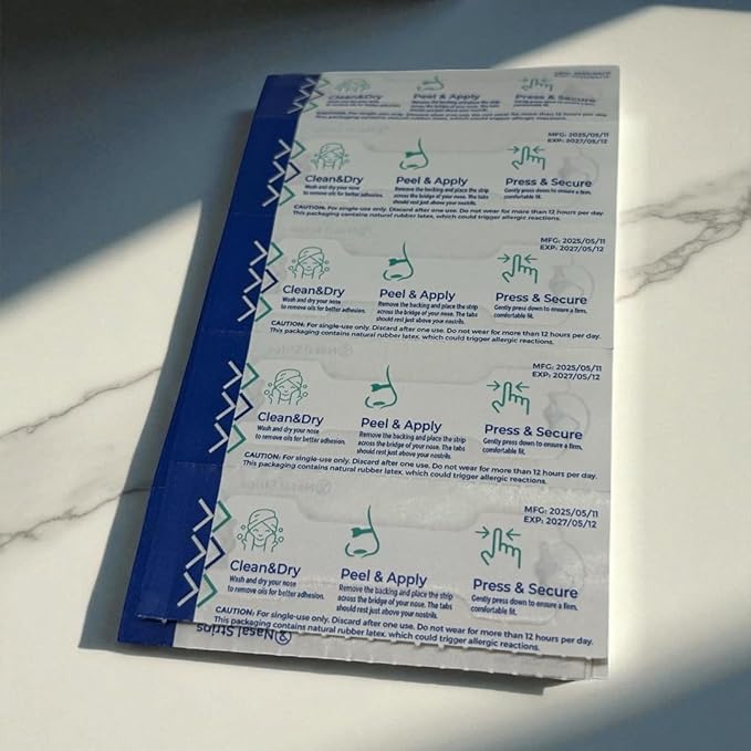 Nasal Strips 30 Pieces – Natural Breathing Aid for Easier Airflow, Comfortable Sleep & Sports Support – Non-Medicated, Gentle & Effective