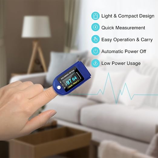 Easy@Home Fingertip Pulse Oximeter, Rotatable OLED Display to Show Waveform, SpO2 Blood Oxygen Saturation, Bar Graphs and Heart Rate Monitor, Co-branding-CMS50DA