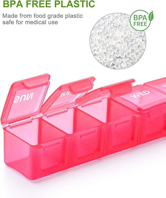 2 Pack Extra Large Pill Organizer, Sukuos Weekly Pill Box, Pill Case, Medicine Organizer for Vitamins, Fish Oils or Supplements