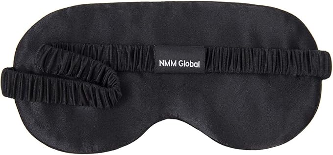 Mulberry Natural Silk Sleep Mask for Women & Men with Elastic Strap, Super Soft Sleeping Eye Mask, Size M, (Black)