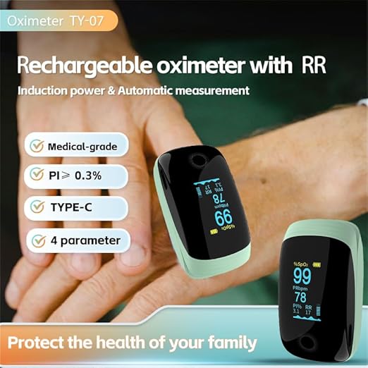 Finger Pulse Oximeter, Fingertip Blood Oxygen Saturation with Pulse Monitor, Oximeter with Lanyard, Pulse Oximeter for Sport and aviation use olny (green)