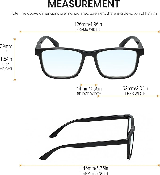 Calabria R861 Rectangular Blue Light Blocking Reading Glasses Men Women Trendy Eyeglass Work Gaming Computer Readers w/Case