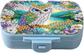 C'eitura DIY Owl Diamond Art Painting Blue Pill Organizer with 6 Lid Detachable Compartments, Fun DIY Craft Project for Adults, Elegant Pill Case for Purse & Travel