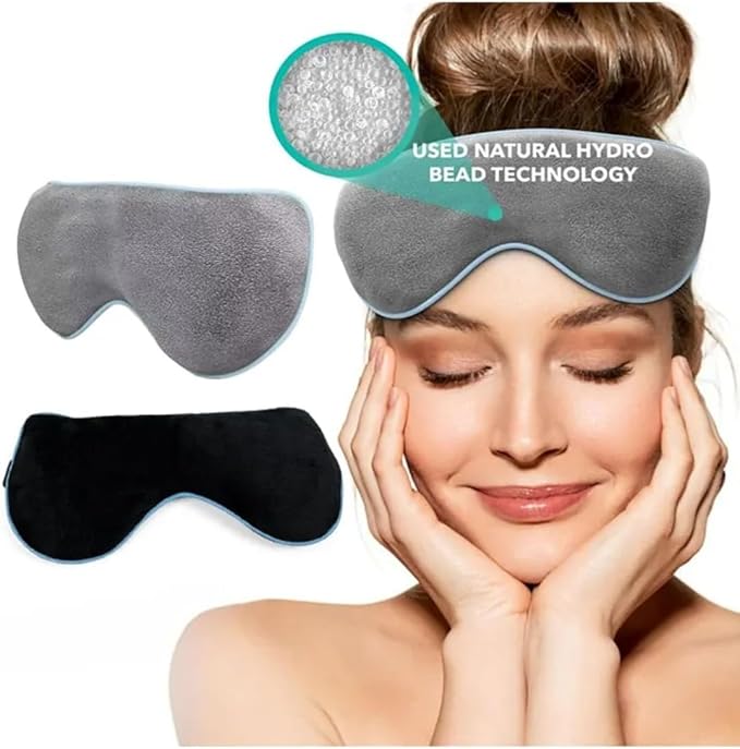 Heated Eye Compress for Dry Eyes – Reusable Microwaveable Moist Heat & Cold Compress with Hydrogel Beads – Soft Comfortable Warm Therapy for Puffy Eyes, Styes, Migraines – Sleep Mask with Pouch
