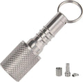 Keychain Pill Holder, Titanium Case Small Organizer Waterproof Box, EDC Container Metal Tube for Outdoor Camping Travel, Men Women (Tiny Silver)