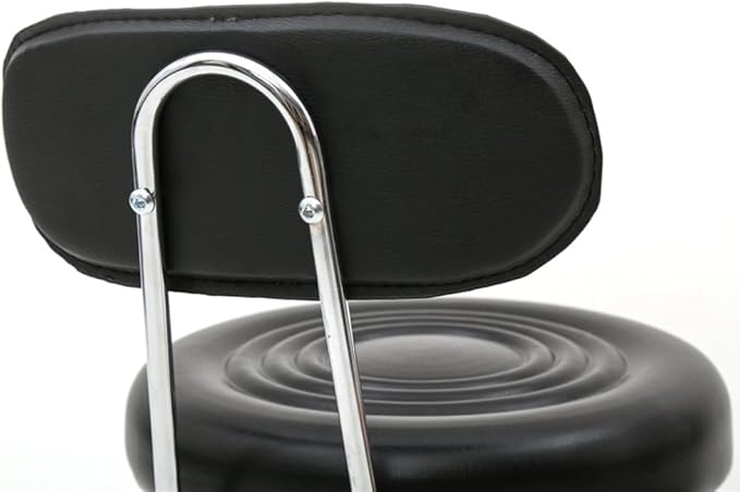 Round Rolling Bar Stool PU Leather with Wheels and Foot Rest, Height Adjustable Task Work Drafting Chair with Back for Salon Spa Tattoo Facial Medical Office Chairs (Black-with Back)