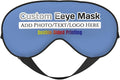 Personalized Eye Mask Add Picture Text Image Logo Custom Travel Sleeping Masks for Home Office Customized Sleep Mask for Men Women Blocks Light Adjustable Strap Carolina Blue
