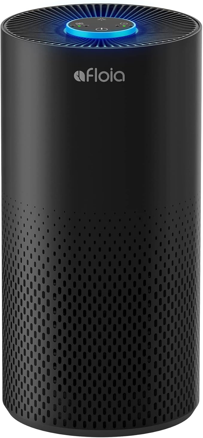 Afloia Air Purifiers for Home Large Room Up to 1076 Ft², 3-Stage Filter Air Purifier for Bedroom 22 dB, Air Purifiers for Pets Dust Dander Mold Pollen Odor Smoke, Kilo White, 7 Colors Light