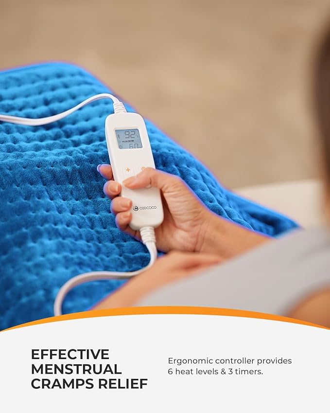 CooCoCo Large Electric Heating Pad for Back Pain & Cramps Relief, Auto Shut Off, Machine Washable, FSA Eligible Heat Pad for Neck & Shoulder, 17×33"