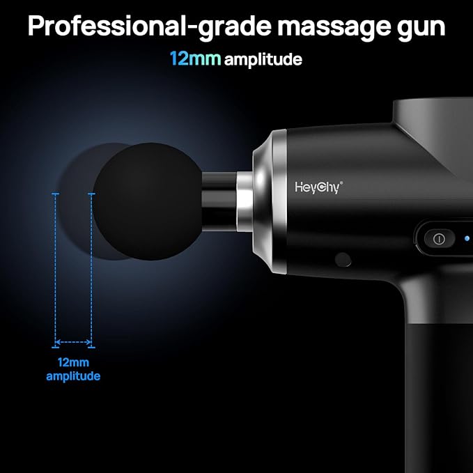 Professional Muscle Massage Gun with Heat, Portable Handheld Muscle Massager, Percussion Back Body Masajeador 12mm Amptitude for Athletes, Runner,FSA Eligible & HSA Approved