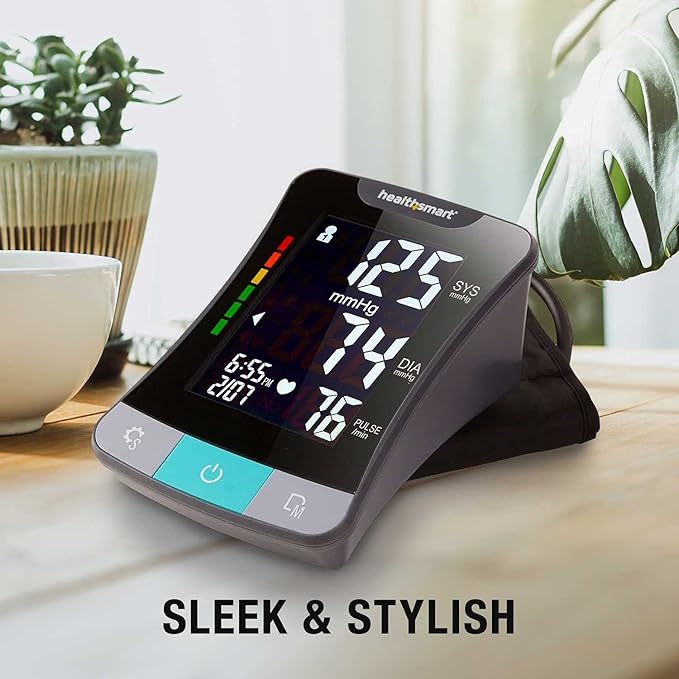 HealthSmart Digital Premium Blood Pressure Monitor with Automatic Upper Arm Cuff that Displays Blood Pressure, Pulse Rate and Irregular Heartbeat, Stores up to 120 Readings for 2 Users