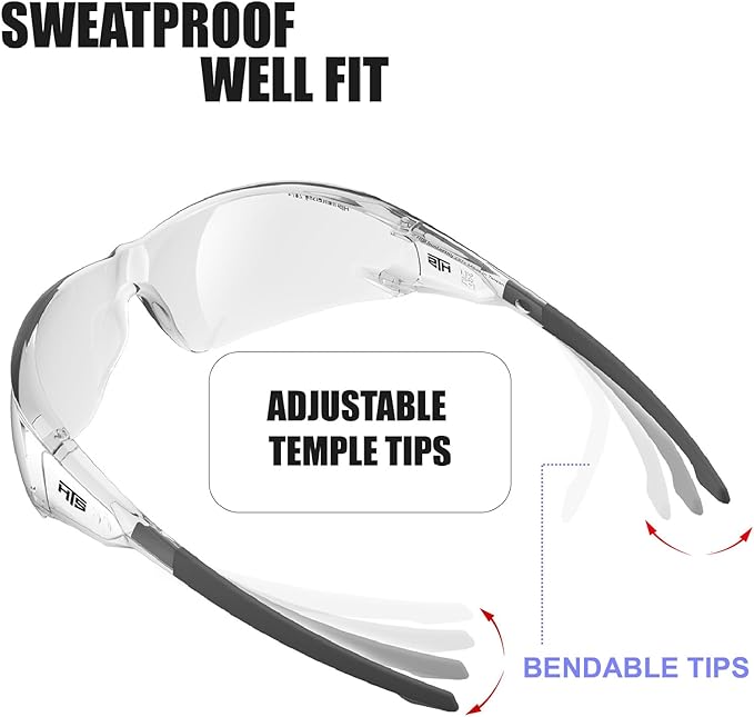 HTS HUNTERSKY ANSI Z87.1 Anti-Fog Clear Safety Glasses Pickleball Youth Baseball Lab Chemistry Goggles Scratch Resistant