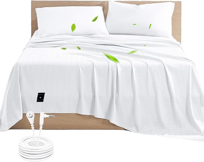 Grounding Sheets King Size Grounding Sheet with Grounding Wire 76 * 80 Inches Grounding Bed Sheets for Improve Sleeping (76x80Inch)