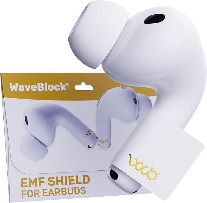 EMF Shield Sticker for AirPods – Lab-Tested Electromagnetic Wave Reduction, Made in USA, Patented for 5G & Wireless Devices, Works with All Short Stem AirPods 2nd/ 3rd/ 4th Gen – WaveBlock (1-Pack)