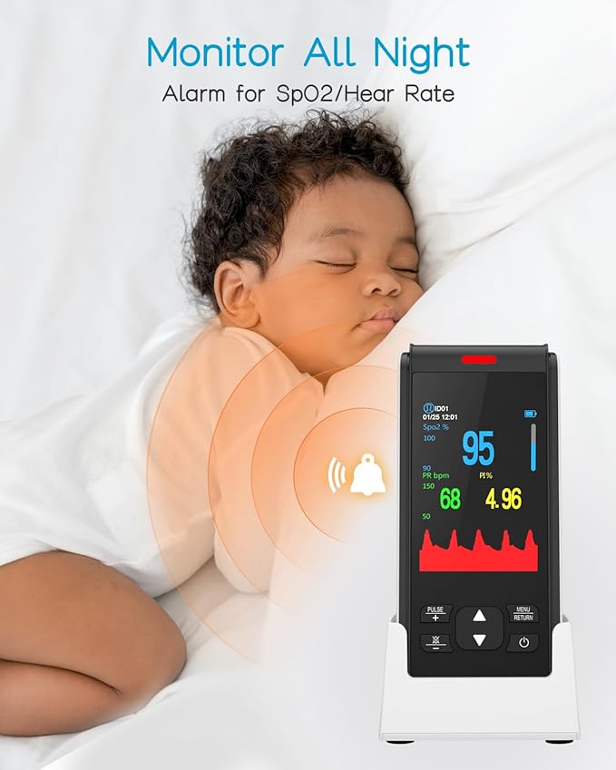 Handheld Pulse Oximeter for Baby&Adult,Infant Pulse Oximeter Fingertip Rechargeable with Continuous Monitor&Alarm, Infant Oxygen Monitor Fingertip