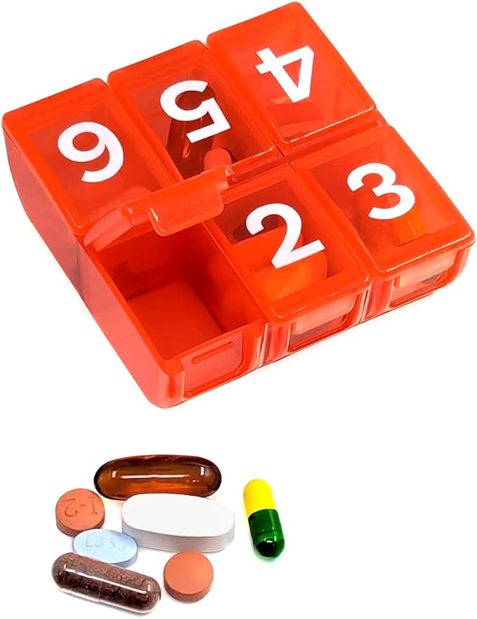 6 Times a Day, 7 Day Large Weekly Pill Organizer with Holder Tray, Vitamin, Medicine Box, Multicolor (6X a Day - 1 Pack)
