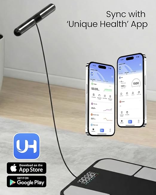 8 Electrodes Smart Scale for Body Weight, BMI, Body Fat, Muscle Mass, Dual Frequency Digital Bathroom Scale, 56 Full Body Composition Analysis, Sync App, Bluetooth, 400 lbs - Nexa 5