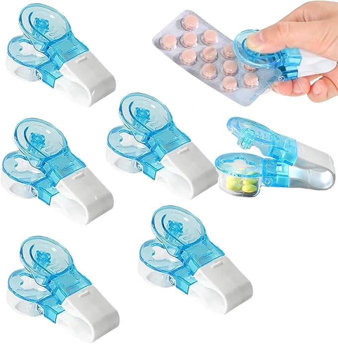 Portable Pill Taker,2025 New Portable Pocket Pill Box Dispenser,Storage Box Medication Dispenser Easy to Take Out Pills from Package for Elderly,Individuals with Weak Senior Arthritis Hand (5PCS)
