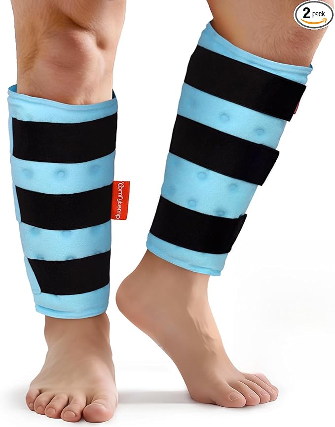 Comfytemp Extra Large Calf Shin Splint Ice Packs for Injury Reusable Gel, Knee Cold Pack, Hot Cold Compress Sleeve for Swelling, Tendonitis, Elbow, Leg, After Surgery Choice, 2 Pcs, L - XL