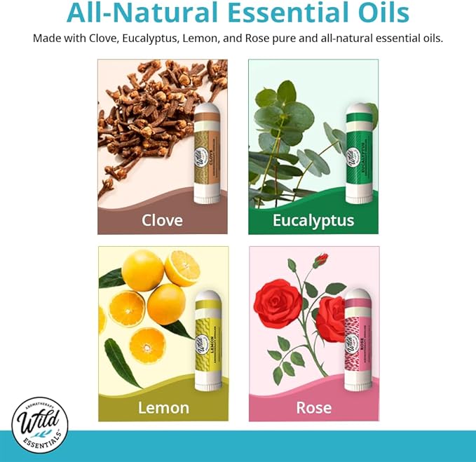Wild Essentials Smell Training Kit Nasal Inhalers, Made in The USA, Pure Essential Oils, Olfactory Therapy, Loss of Smell, Aromatherapy, All Natural