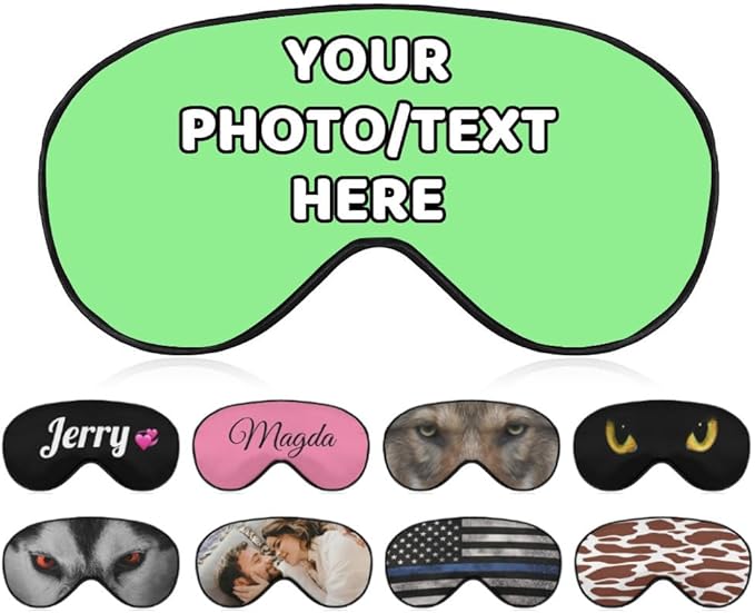 AMAPARK Personalized Sleeping Eye Mask for Wedding Birthday Anniversary Party Design Your Own Sleep Masks Add Photo Text Logo Customized Funny Gift, Light Green