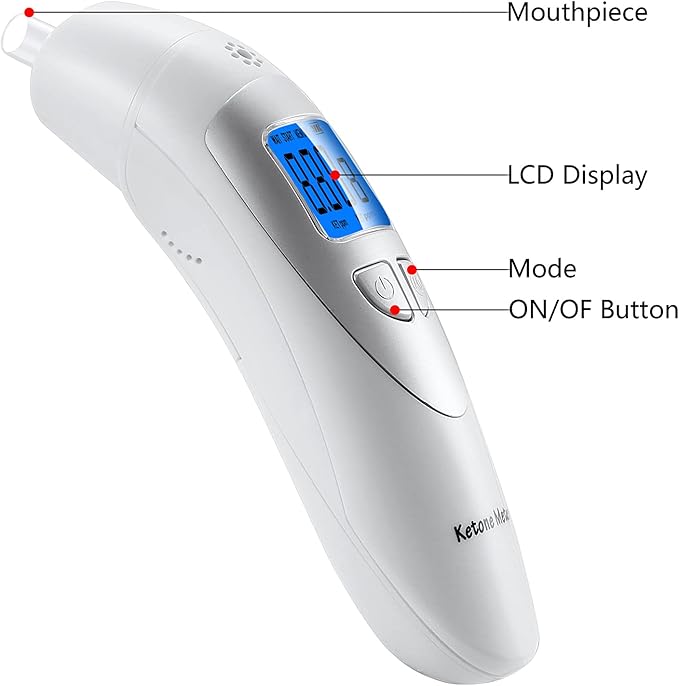 Home Ketone Breath Monitors for Ketosis Tracking & Ketosis Status - High Accuracy Breath Ketosis Meter Portable Ketosis Breath Tester with 10 Mouthpieces