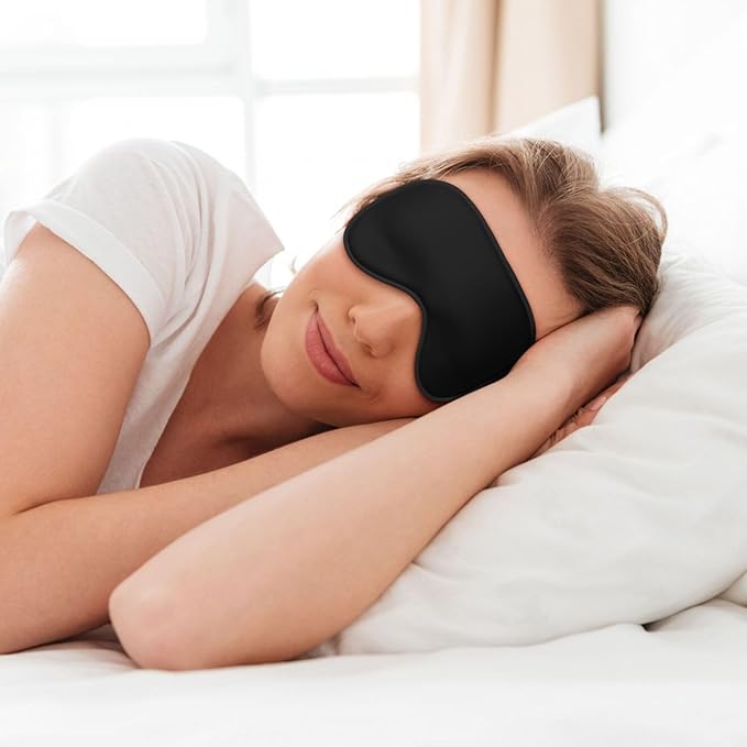 Personalized Eye Masks,Customized Sleep Blindfold Eye Mask,Custom Blackout Eye Cover with Adjustable Strap for Travel and Nap Solid Black