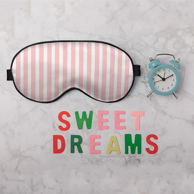 Striped Eye Mask Sleeping Mask Pink and White Stripes Sleep Masks Silky Soft Eye Cover for Women Men Shading Blindfold for Air Travel Sleeping