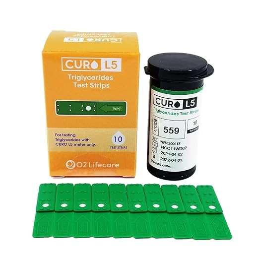 CUROFIT Fast and Accurate Blood TRIGLYCERIDES Test Strips - Easy Capillary Action, Near Lab-Quality Results, for Home Use, 10 Count