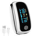 Rechargeable pulse oximeter with respiration, oximeter finger with Pulse Rate SpO2 PI PRR Fast SpO2 Reading Home Outdoor Athletic Sports White