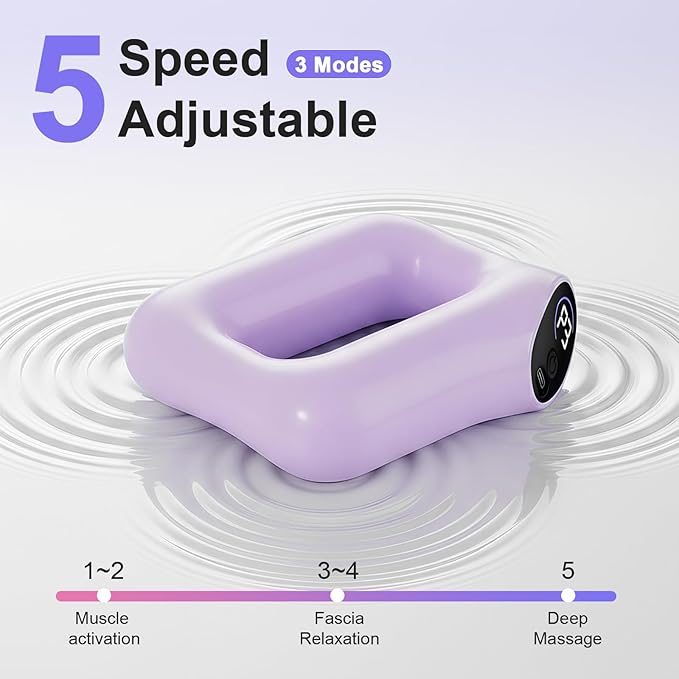 Deep Tissue Percussion Massage Gun, Ergonomic Fascia Blaster with 3 Modes & 5 Levels, Fascia Ring Massager with Belt for Muscle Relief & Full-Body Relaxation (Purple)