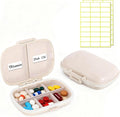 2PCS INVODA Pill Organizer Travel Pill Box 8 Compartments Moisture Proof Small Pill Case for Pocket Purse Daily Pill Container Portable Medicine Fish Oil Vitamin Holder