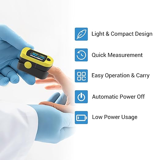 ChoiceMMed C20 Pulse Oximeter - Fingertip Pulse Oximeter Blood Oxygen Saturation Monitor - Large OLED Screen SPO2 Monitor with Lanyard and Carrying Case