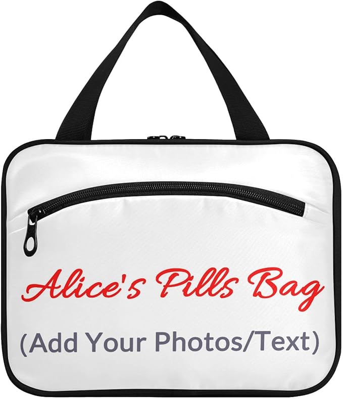 Naanle Custom Pill Organizer Bag with Name Photo Travel Pill Bottle Medicine Organizer Home Storage Medication Bag for Vitamin Supplements, Personalized First Aid Bag for Car Camping