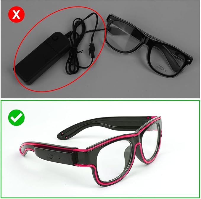 Ainiv Wireless Light Up Glasses 3 Modes LED Luminous Glasses Glow in the Dark for Parties, DJ, EDM, Halloween, Christmas