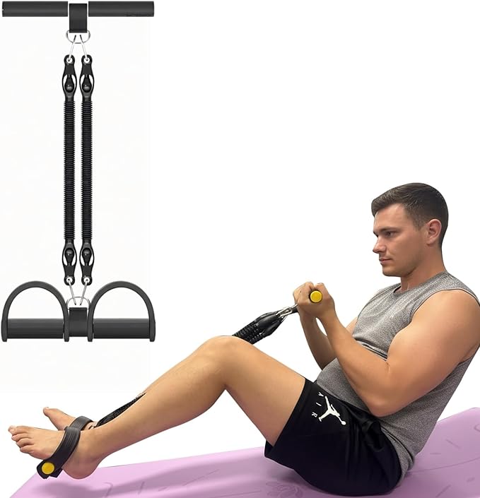 Multifunction Tension Rope, 2 Tubes Stretch Yoga Pedal Tension Strap, Adjustable Resistance, Tension Rope Fitness Equipment