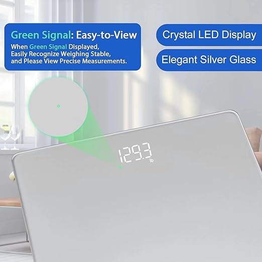 Homebuds Bathroom Scale for Body Weight, Precision 0.1lb by Our Professional Factory Since 2001, Weight Scale LED Display and Step-On, 3*AAA Batteries Included, 400lb/182kg, Silver
