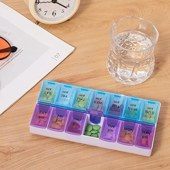 UXCONGOID Large Pill Organizer 2 Times a Day, Weekly Pill Organizer Daily Pill Box 7 Day Medicine Organizer Box, AM PM Pill Case Container Holder Pill Dispenser Travel Medication Organizer