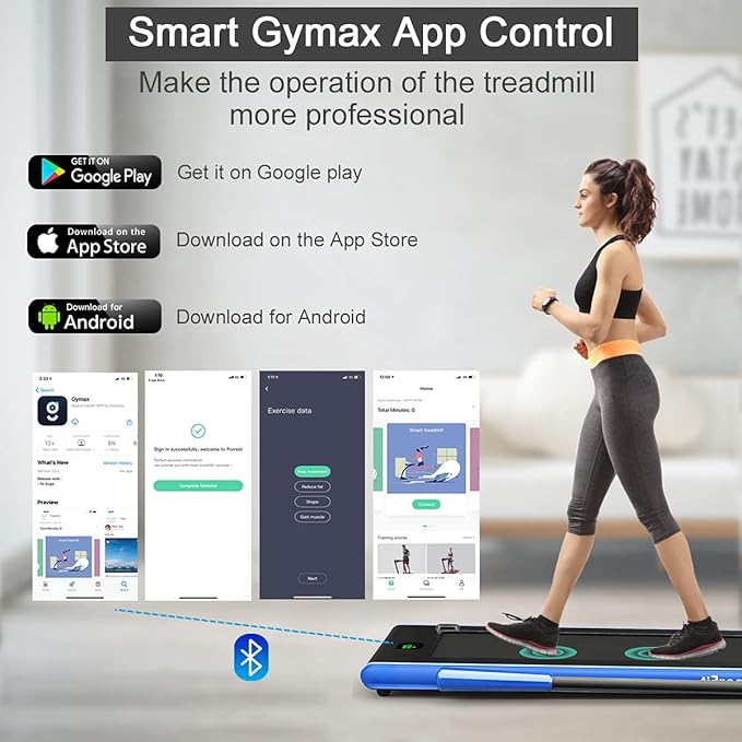 GYMAX Walking Pad, Foldable Under Desk Treadmill with LED Monitor, Remote Control, Smart App Control, Folding Portable Desk Treadmill for Office Standing Desk, Home Office Treadmill