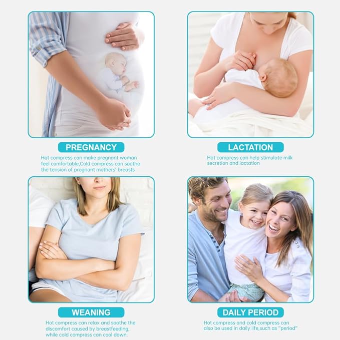 Hot/Cold Breast Gel Ice Packs Breast Cooling/Heat Pads Relief for Breastfeeding, Nursing Pain, Mastitis, Engorgement, Swelling, Plugged Ducts | Boost Milk Let-Down & Production,2 Pack (Blue)
