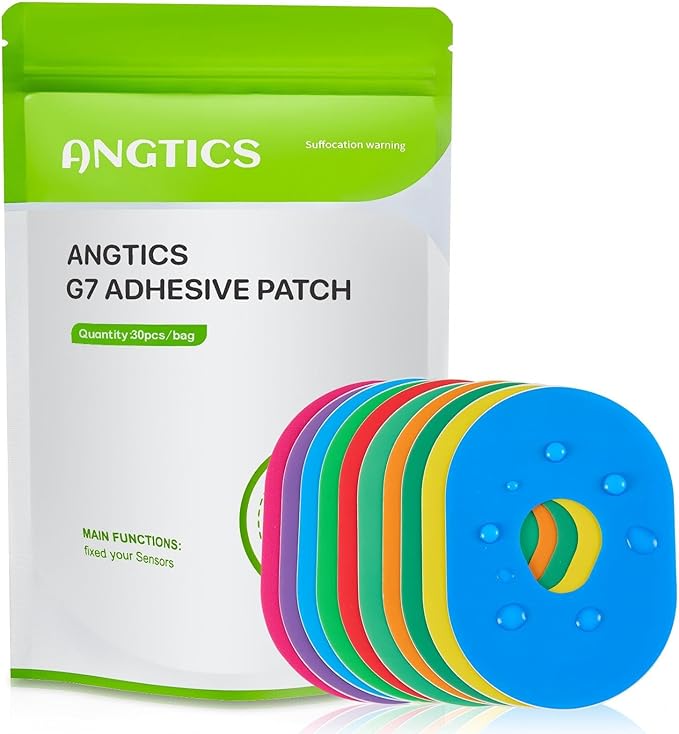 30Pcs Dexcom G7 Over Patches, Super Waterproof PU Material Pre-Cut CGM Sensor Patch, Hypoallergenic Breathable Adhesive Patch, 10+ Days Long Stay, Sensor is Not Included (Rainbow)