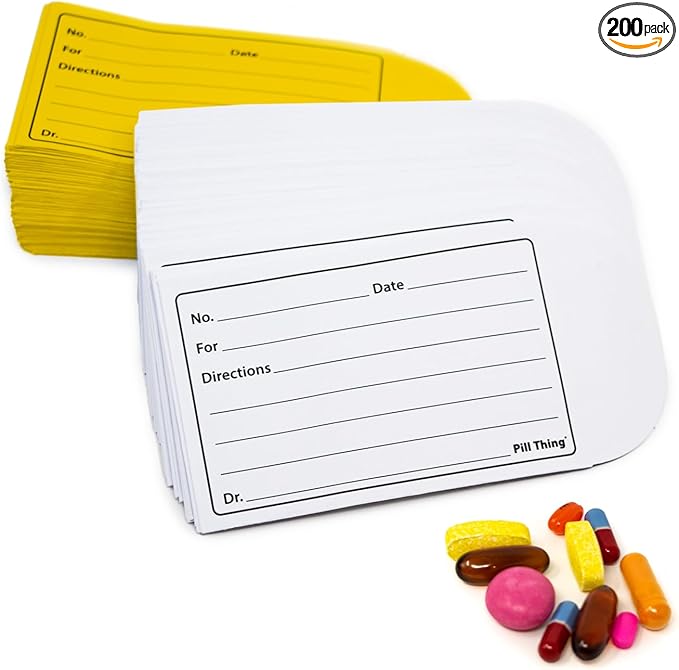 Peel and Seal Printed Pill Envelopes, 3.5" x 2.5", Easy-to-Fill Design, Secure Resealable Closure, Fits Various Medication Sizes (White/Yellow, 200 Pack)