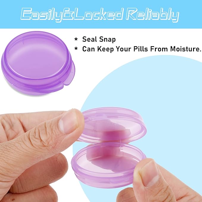 4Pcs Small Pill Box Cute Portable Pill Case Travel Pills Organizer Case Medicine Dispenser Earplug Container Vitamin Holder Liver Oil Storage Case for Women Men Pocket Purse Briefcase