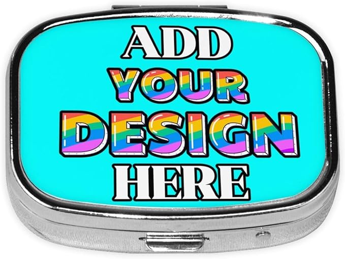 Custom Travel Pill Box, Medicine Pill Organizer Case Container Travel Pill Holder Vitamin for Boxes Med Wallet Portable Mini Pastillero Square, Cyan, Personalized Gifts