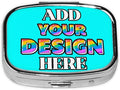 Custom Travel Pill Box, Medicine Pill Organizer Case Container Travel Pill Holder Vitamin for Boxes Med Wallet Portable Mini Pastillero Square, Cyan, Personalized Gifts